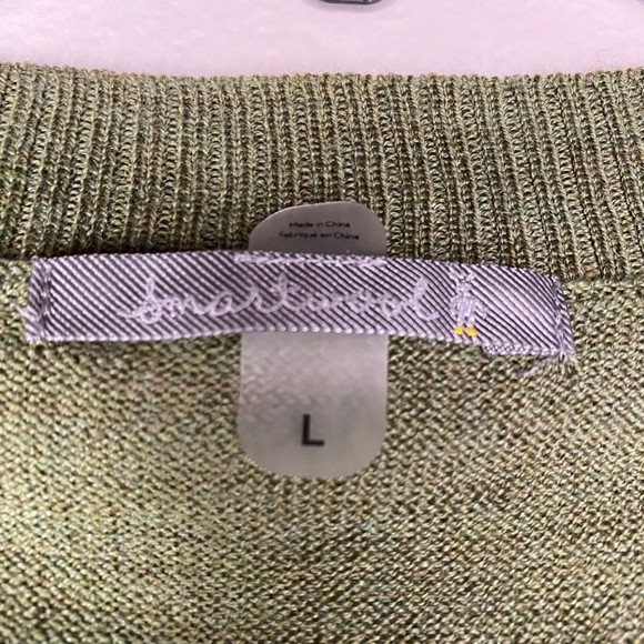 Smartwool woman's size large L graphic striped merino wool green sweater - Picture 11 of 16